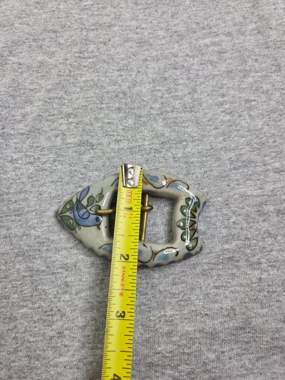 Vintage Ken Edwards Ceramic Blue Bird Handmade Belt Buckle - Picture 6 of 6